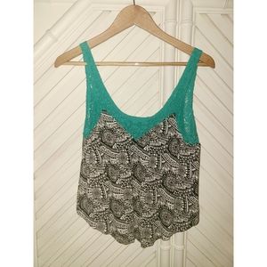 LA Hearts Aztec print Crochet and cotton top
